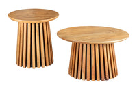 VALHALLA WOOD Rundes 2er Set Couchtische 70cm natur braun Akazie Massivholz