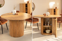 TRES CHIC Runder Esstisch 120cm braun Mangoholz Massivholz mit Stauraum