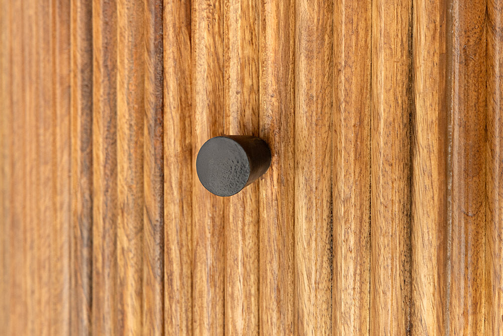TRES CHIC Runder Esstisch 120cm braun Mangoholz Massivholz mit Stauraum