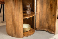 TRES CHIC Runder Esstisch 120cm braun Mangoholz Massivholz mit Stauraum