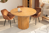 TRES CHIC Runder Esstisch 120cm braun Mangoholz Massivholz mit Stauraum