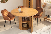 TRES CHIC Runder Esstisch 120cm braun Mangoholz Massivholz mit Stauraum