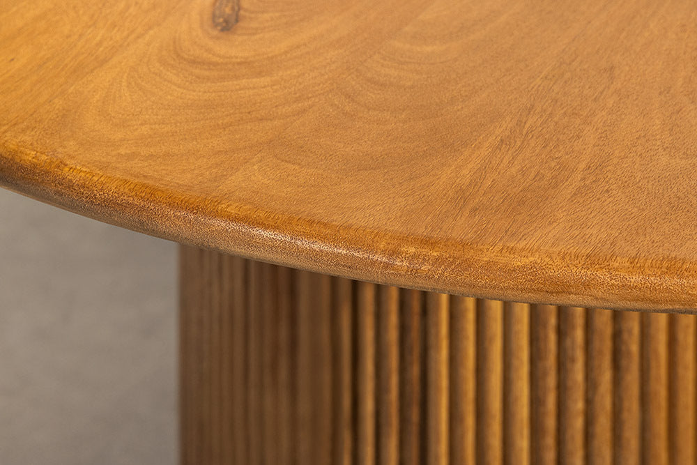 TRES CHIC Runder Esstisch 120cm braun Mangoholz Massivholz mit Stauraum