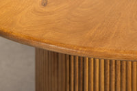 TRES CHIC Runder Esstisch 120cm braun Mangoholz Massivholz mit Stauraum