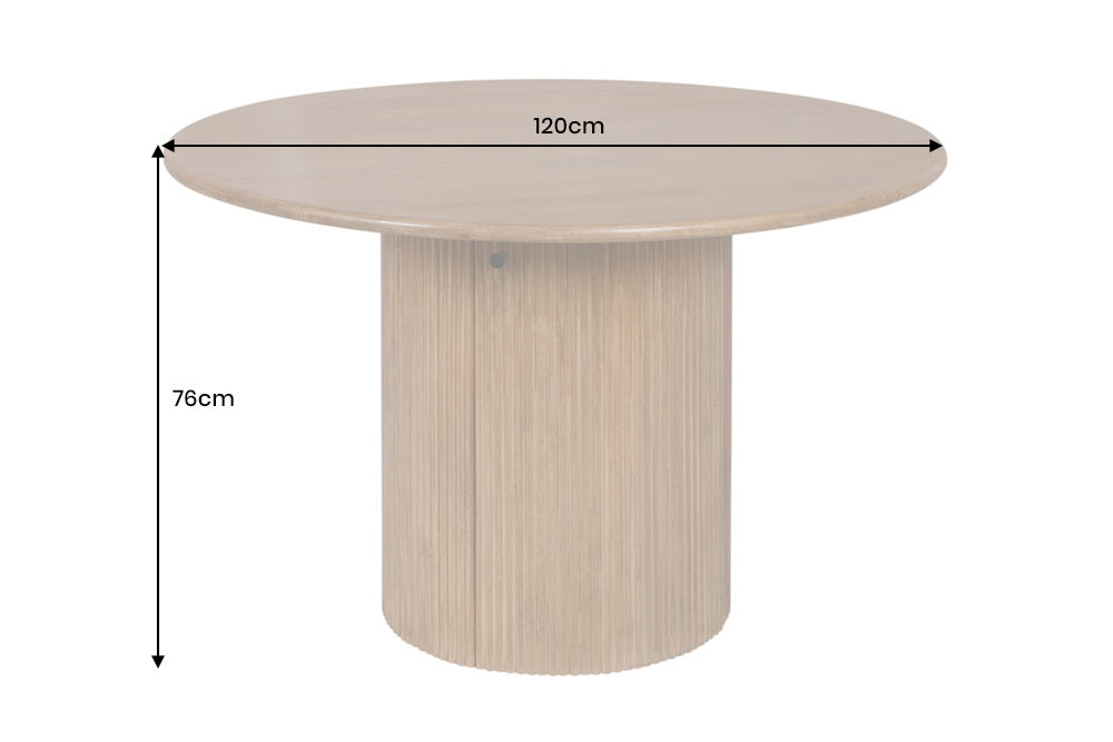 TRES CHIC Runder Esstisch 120cm braun Mangoholz Massivholz mit Stauraum
