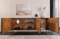 TRIBAL Massives Sideboard 180cm antik braun Mangoholz 3D-Front viel Stauraum
