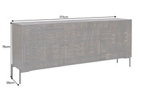 TRIBAL Massives Sideboard 180cm antik braun Mangoholz 3D-Front viel Stauraum
