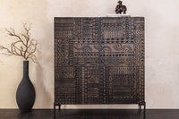 TRIBAL Massives Highboard  120cm antik braun Mangoholz 3D-Front viel Stauraum