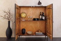 TRIBAL Massives Highboard  120cm antik braun Mangoholz 3D-Front viel Stauraum
