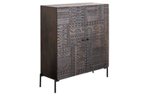 TRIBAL Massives Highboard  120cm antik braun Mangoholz 3D-Front viel Stauraum