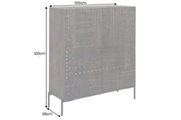 TRIBAL Massives Highboard  120cm antik braun Mangoholz 3D-Front viel Stauraum