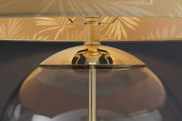 CLASSICO Moderne Tischlampe transparent Glas weiß gold Leinenschirm