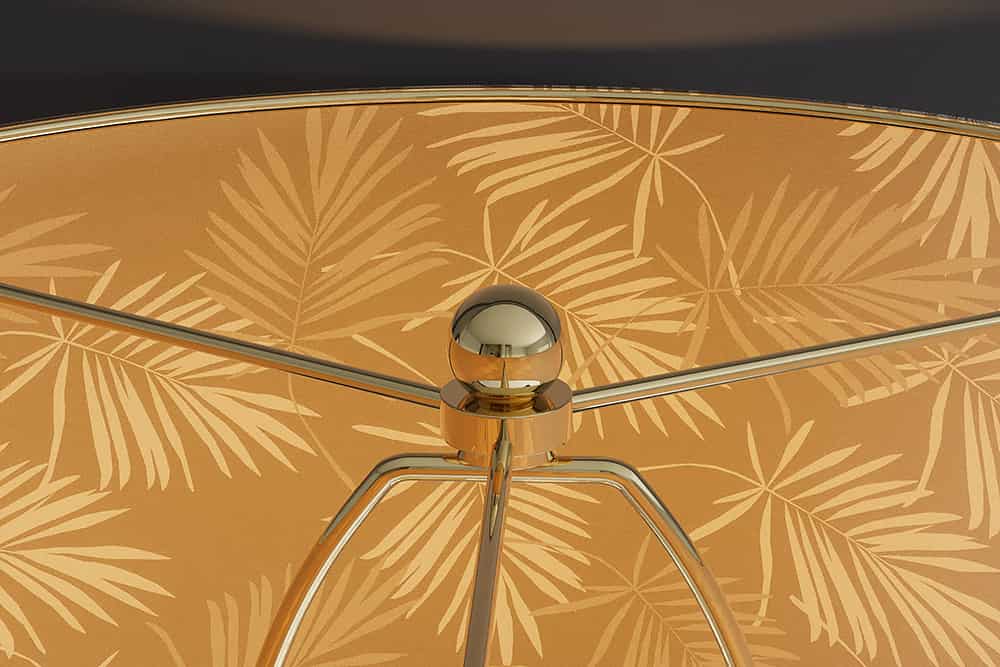 CLASSICO Moderne Tischlampe transparent Glas weiß gold Leinenschirm