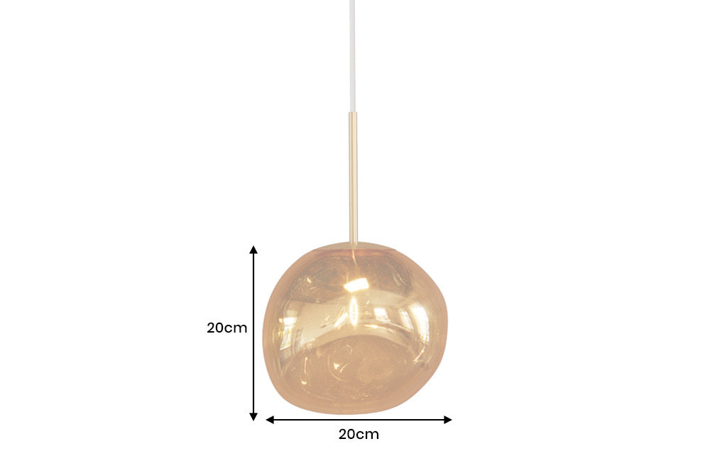 LIQUID DIAMOND Runde Hängelampe 20cm Glas Stahl Kugelleuchte