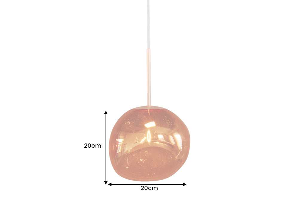 LIQUID DIAMOND Runde Hängelampe 20cm Glas Stahl Kugelleuchte