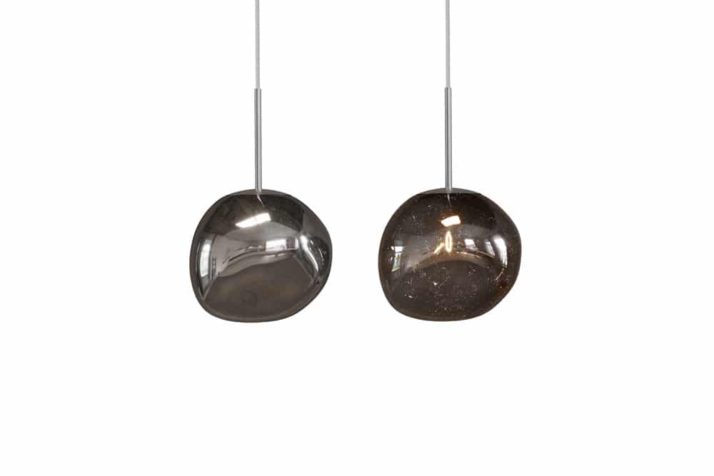 LIQUID DIAMOND Runde Hängelampe 20cm Glas Stahl Kugelleuchte