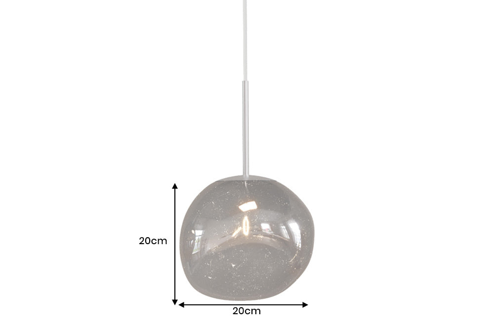 LIQUID DIAMOND Runde Hängelampe 20cm Glas Stahl Kugelleuchte
