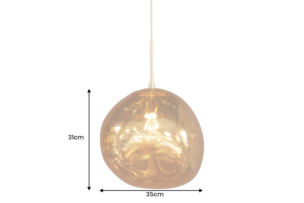 LIQUID DIAMOND Runde Hängelampe 35cm Glas Stahl Kugelleuchte