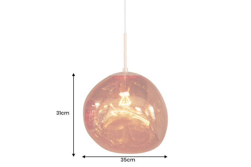 LIQUID DIAMOND Runde Hängelampe 35cm Glas Stahl Kugelleuchte
