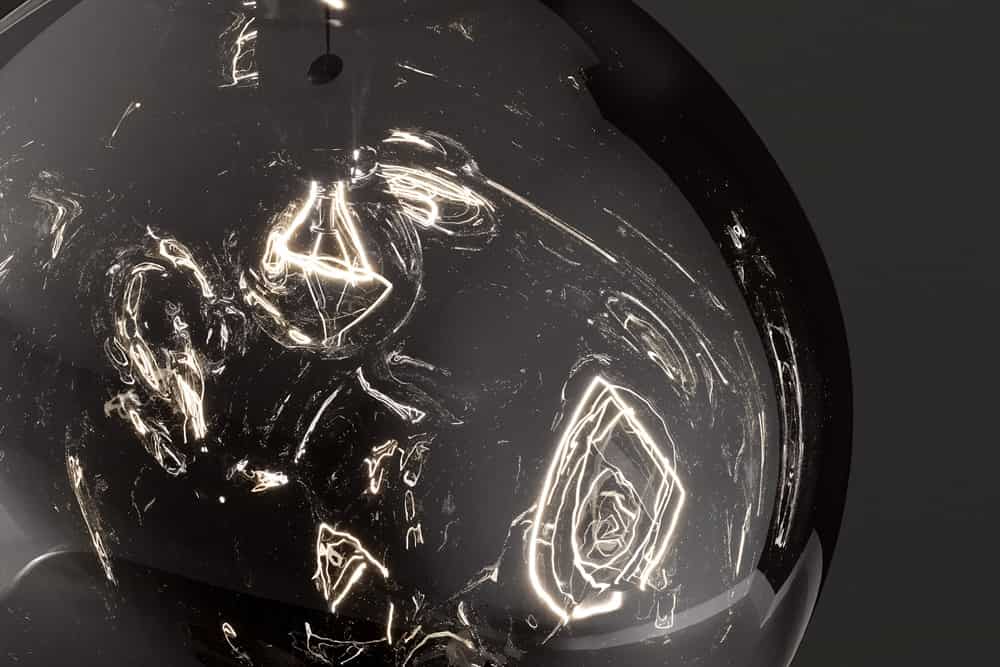 LIQUID DIAMOND Runde Hängelampe 35cm Glas Stahl Kugelleuchte