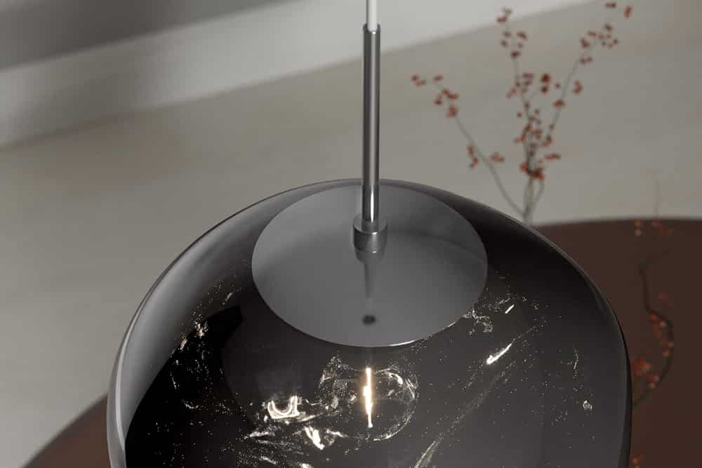 LIQUID DIAMOND Runde Hängelampe 35cm Glas Stahl Kugelleuchte
