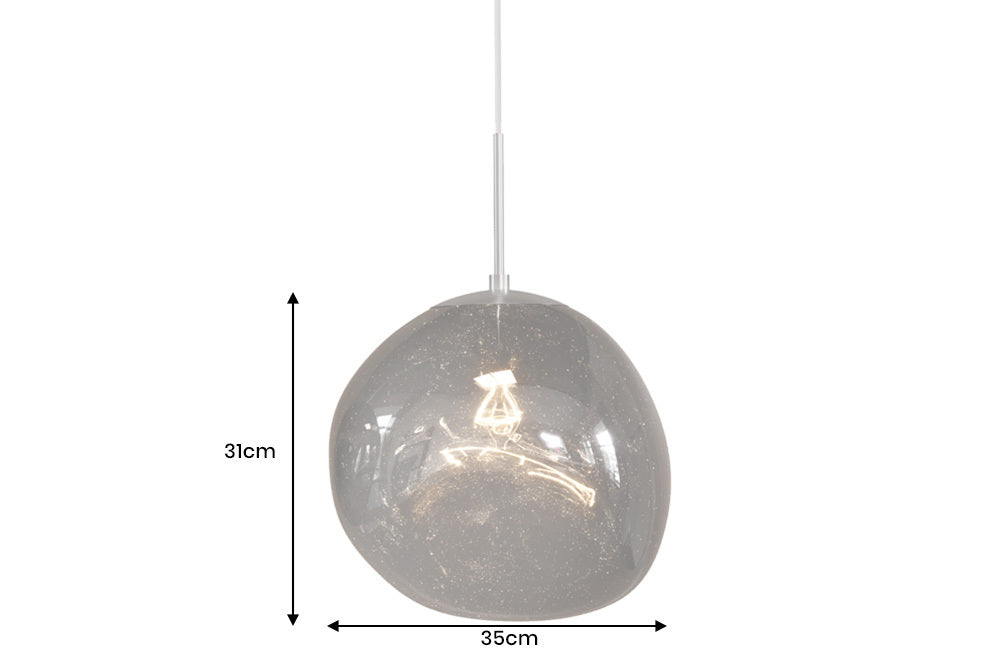 LIQUID DIAMOND Runde Hängelampe 35cm Glas Stahl Kugelleuchte