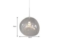 LIQUID DIAMOND Runde Hängelampe 35cm Glas Stahl Kugelleuchte