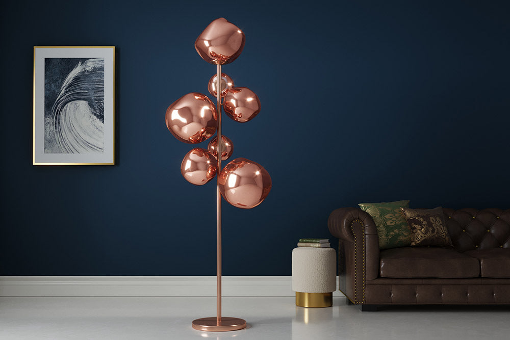 LIQUID DIAMOND Design Stehlampe 170cm Glas Stahl sieben Schirme Kugelleuchte