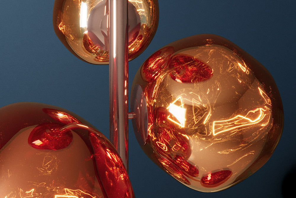 LIQUID DIAMOND Design Stehlampe 170cm Glas Stahl sieben Schirme Kugelleuchte