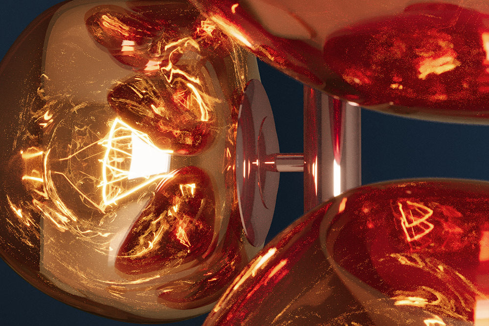 LIQUID DIAMOND Design Stehlampe 170cm Glas Stahl sieben Schirme Kugelleuchte