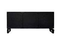 Massives Sideboard FOREST 160cm schwarz braun Mangoholz sechs Fächer 3D-Front