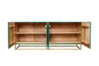 Massives Sideboard GOLDEN LAGOON 180cm türkis gold Mangoholz Metall 3D-Front