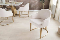 EXTRAVAGANCIA Armlehnen Stuhl beige Cord Metall brushed champagner gold