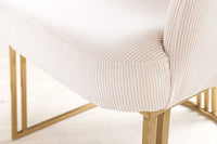 EXTRAVAGANCIA Armlehnen Stuhl beige Cord Metall brushed champagner gold