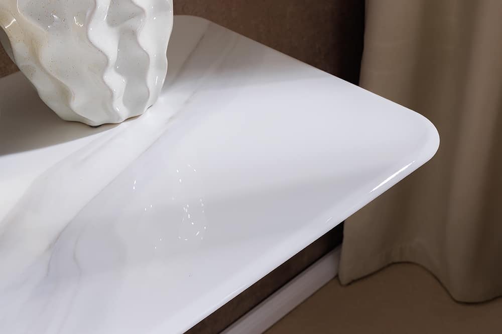 ART LIVING Moderner Konsolentisch weiß Marmor Keramik champagner gold brushed