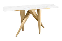 ART LIVING Moderner Couchtisch weiß Marmor Keramik champagner gold brushed
