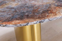 ORGANIC Design Esstisch 200cm grau weiß braun Naturstein Marmor Metall brushed gold