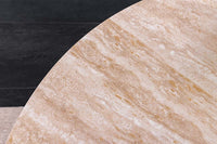 DANCING RINGS Design Couchtisch rost rund drehbar Travertin Keramik bronze Gestell