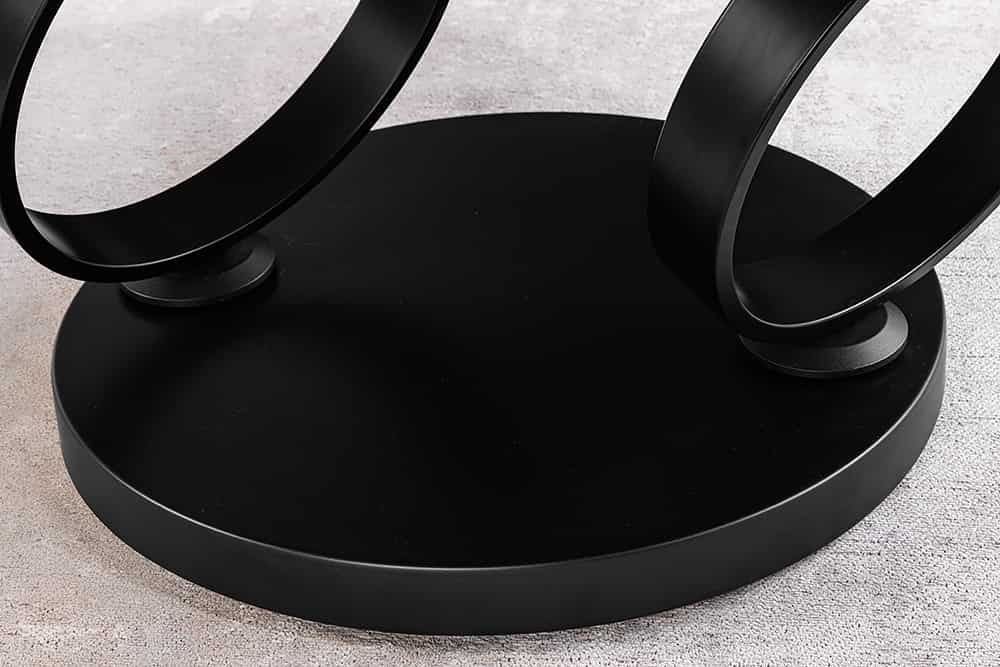 DANCING RINGS Design Couchtisch weiß anthrazit rund drehbar Marmor Keramik schwarz