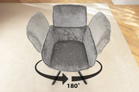 UNIQUE Drehbarer Retro Stuhl Chenille schwarzes Metallgestell mit Armlehne