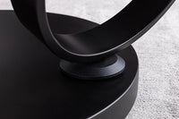 DANCING RINGS Design Couchtisch weiß rund drehbar Marmor Keramik schwarz Metall