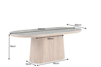 UNIQUE Ovaler Esstisch 200cm natur Keramik Eiche Säulenfuß