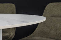 UNIQUE Runder Esstisch 120cm Keramik mit Säulenfuß