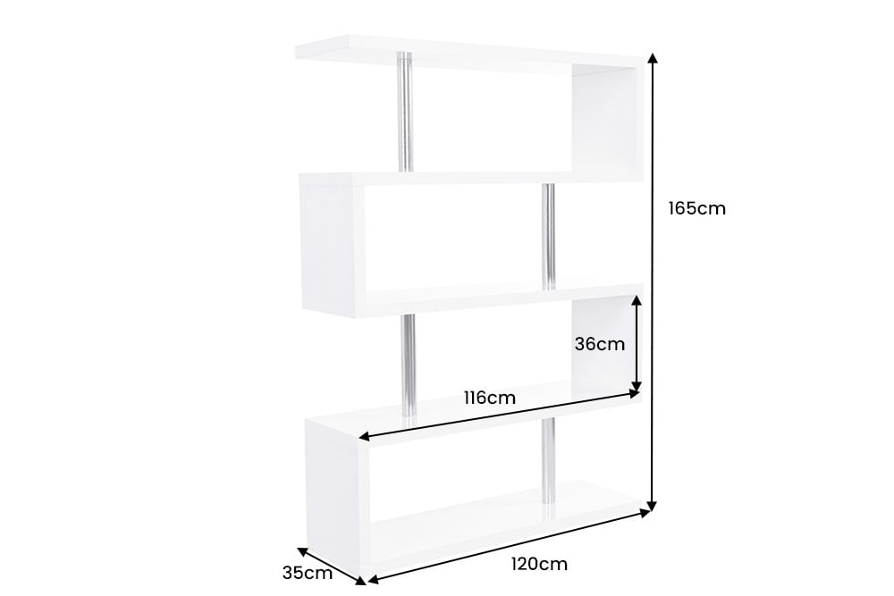SNAKE Design shelf 165cm oak look bookcase with five shelves
