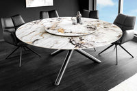 SPIN Runder Esstisch 150cm weiß grau braun mit 360° drehbarer Servierplatte Keramik schwarz