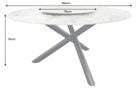 SPIN Runder Esstisch 150cm weiß grau braun mit 360° drehbarer Servierplatte Keramik schwarz
