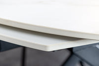 INCEPTION Ausziehbarer Esstisch 130-190cm weiß Marmor Keramik schwarzes Metallgestell