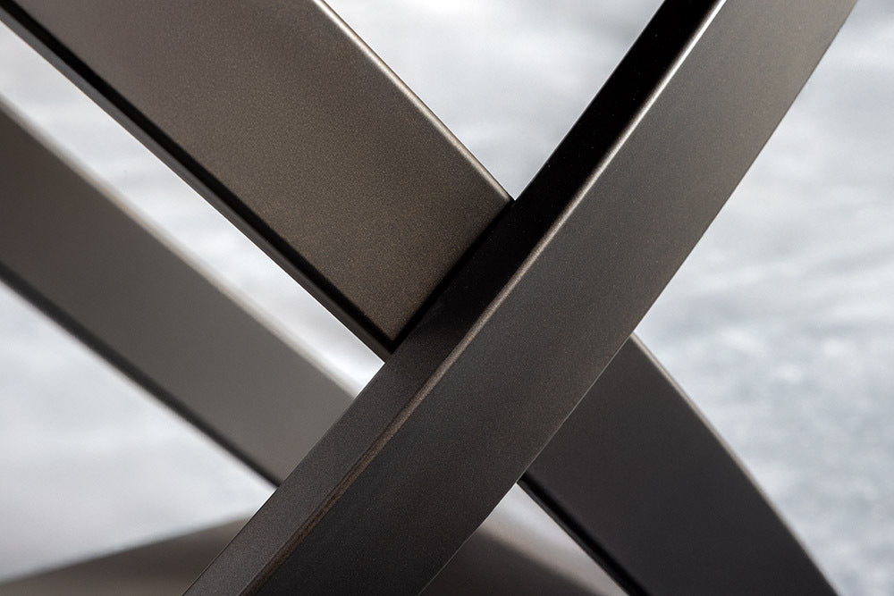 INCEPTION Ausziehbarer Esstisch 130-190cm weiß Marmor Keramik schwarzes Metallgestell
