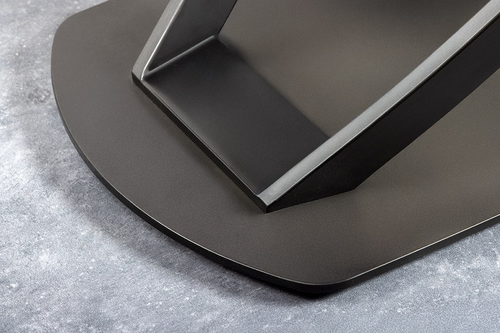 INCEPTION Ausziehbarer Esstisch 130-190cm weiß Marmor Keramik schwarzes Metallgestell