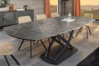 INCEPTION Ausziehbarer Esstisch 130-190cm anthrazit oval Keramik schwarz Metall
